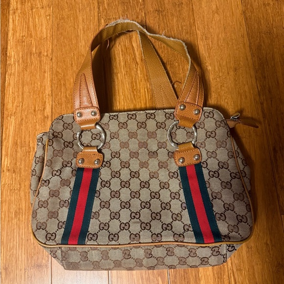 Gucci Handbags - Gucci Tan and Black Leather Bag